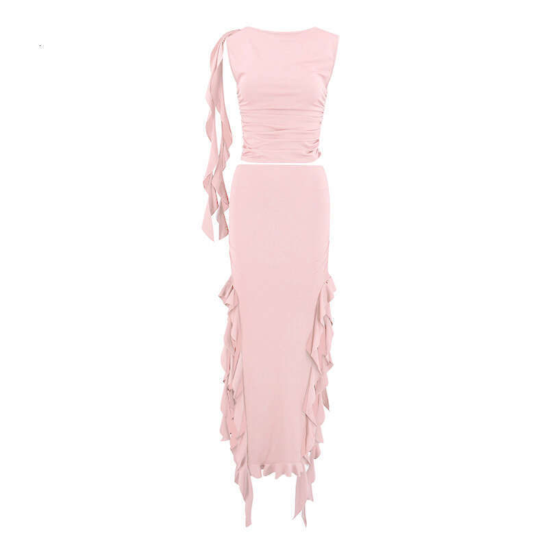European and American style summer hot item one shoulder jellyfish lace set sexy spicy girl outfit ur women's skirt 2025 new casual fashion trend