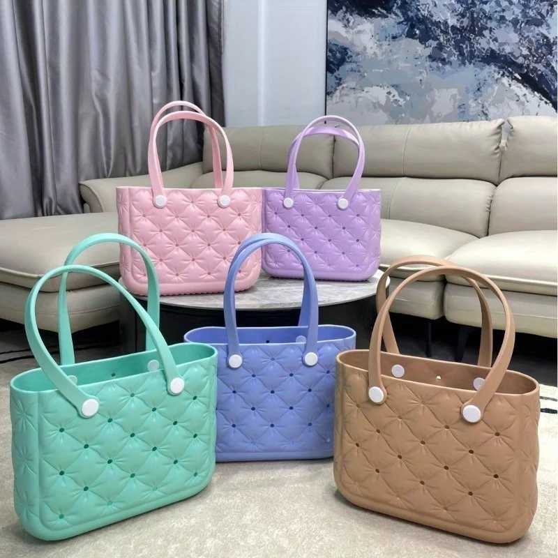 Summer bag shoulder red crossover explosion waterproof EVA solid color fashion beach small square bag Z250219