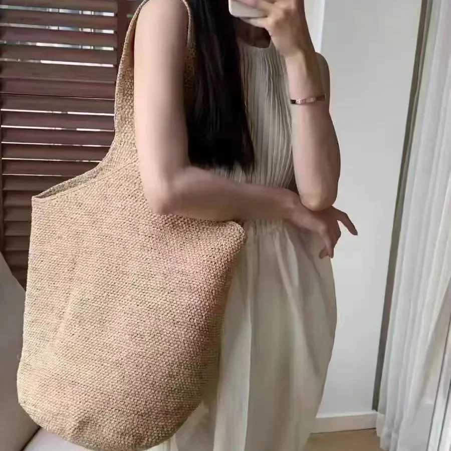 Bohemian Beach for Women Handbag and Purse Large Capacity Weave Tote Bag Summer Travel Shoulder Bag Shopper Bag New Z250219