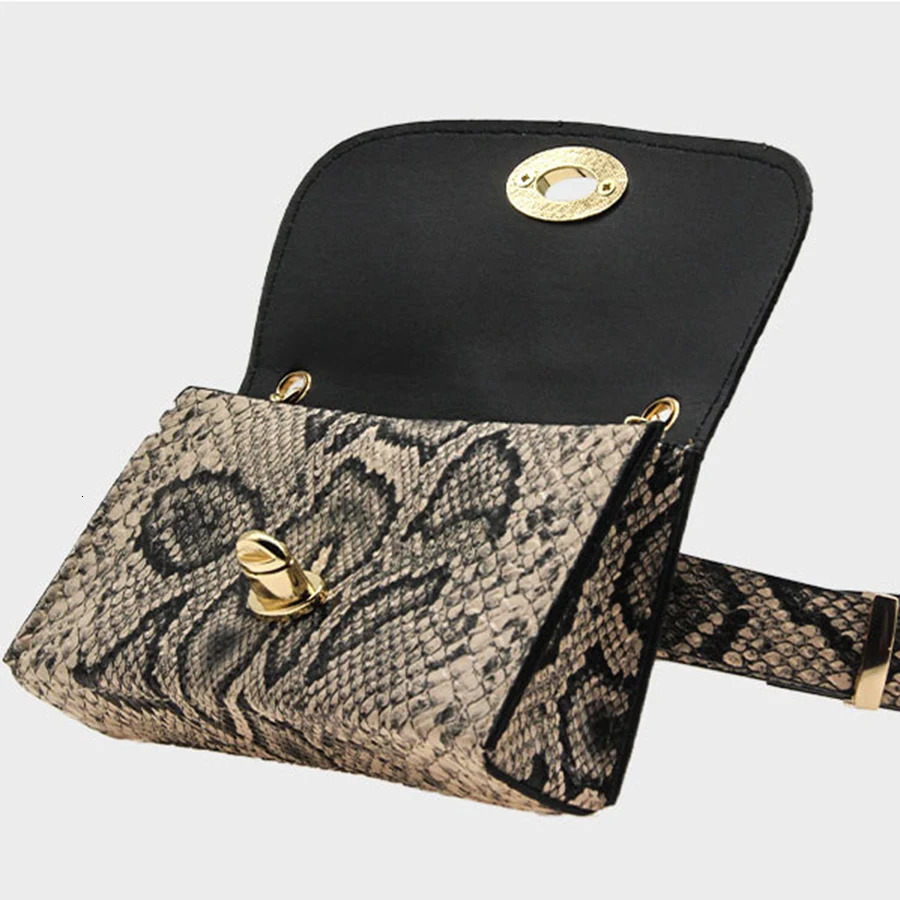 Simple Fashion Women Serpentine Leather Waist Pack Famous Brand Belt Bag Fanny Packs Pouch Phone 250219
