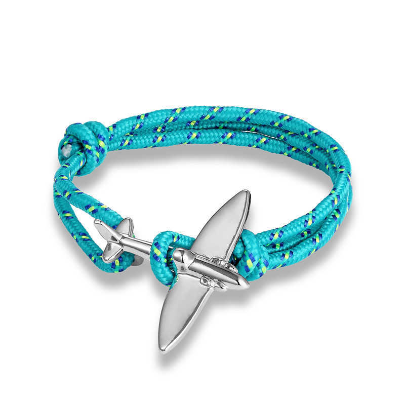 Charm Bracelets New popular jewelry pirate ship anchor style bracelet fashionable silver airplane buckle bracelet hand rope H25220