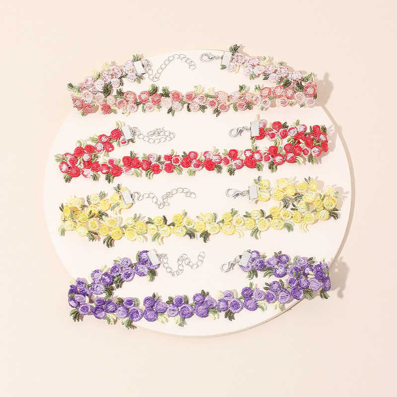 Pendant Necklaces Lace Sen neck strap Necklace ins super fairy temperament flower Collar Choker short collarbone neck chain female H25219