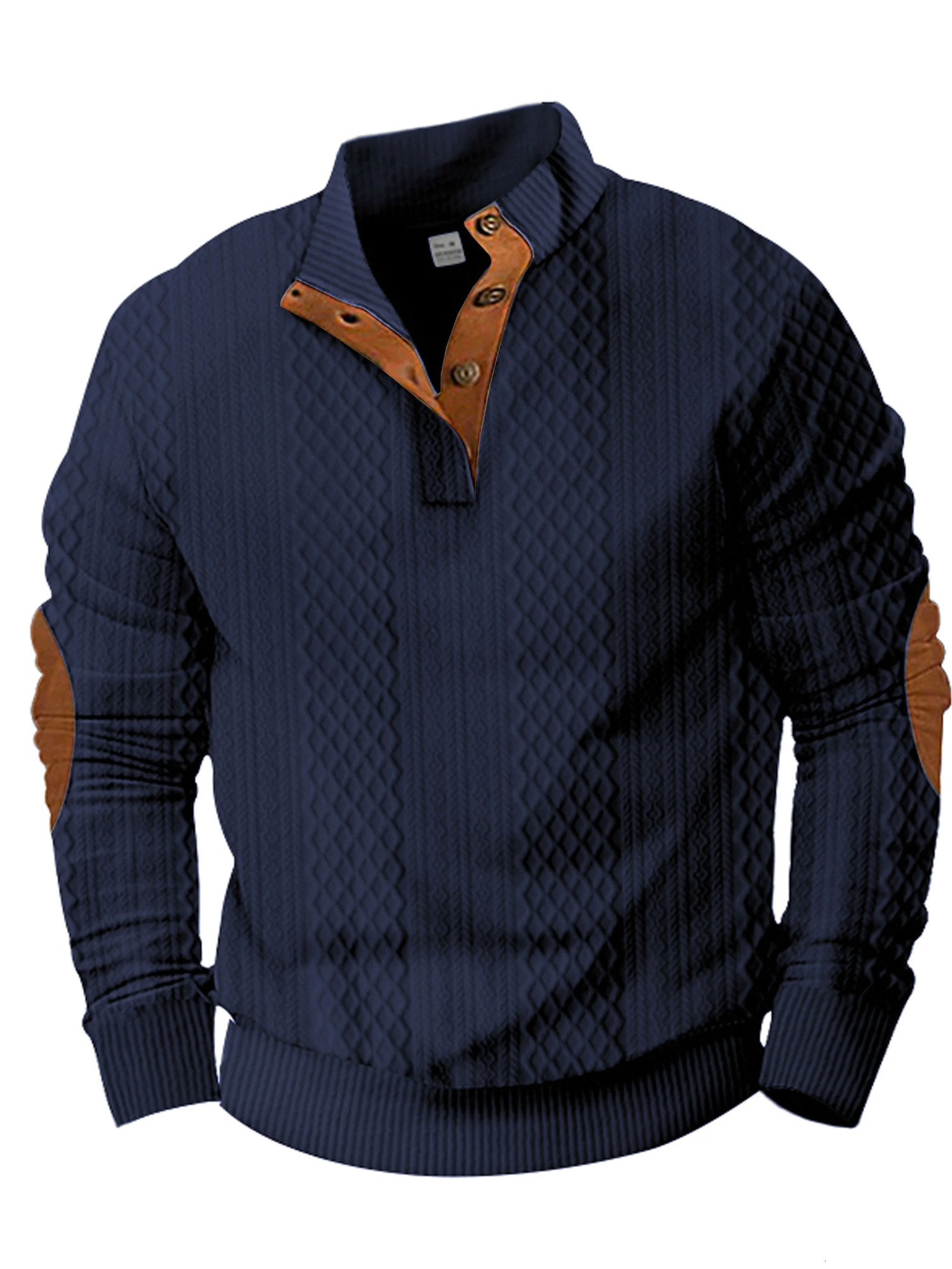 crossborder selling euro code mens casual standing collar longsleeved Jacquard knitted buttondown sweater 250213