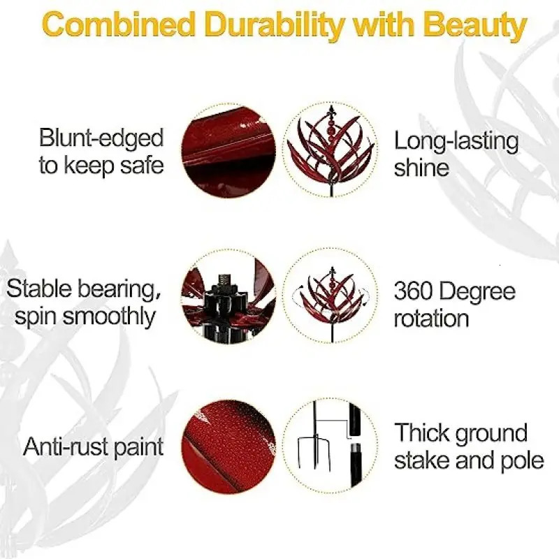 Harlow Wind Spinner Metal Windmill 3D Wind Powered Kinetic Sculpture Lawn Metal Wind Solar Spinners Yard Garden Decoration 250220