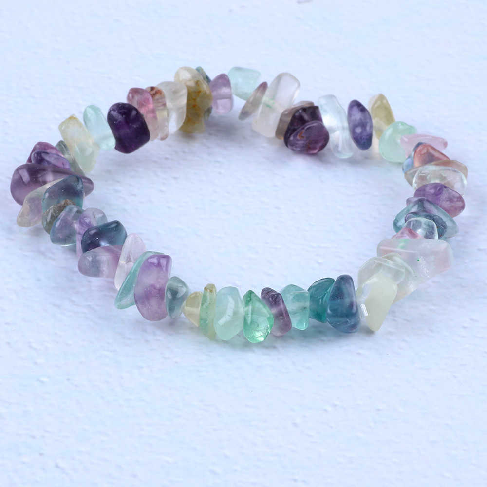 Charm Bracelets Hot selling natural crystal crushed stone womens chain bracelet irregular rainbow crushed stone summer bracelet elastic bracelet H2522