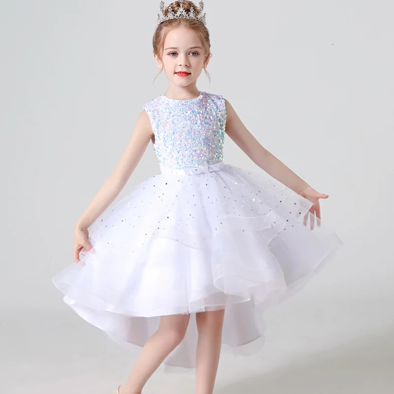 style Summer Sequin Lace Tuxedo Wedding Dress for girls 3-13 years old Sleeveless fluffy Mesh gauze Doveark 250220
