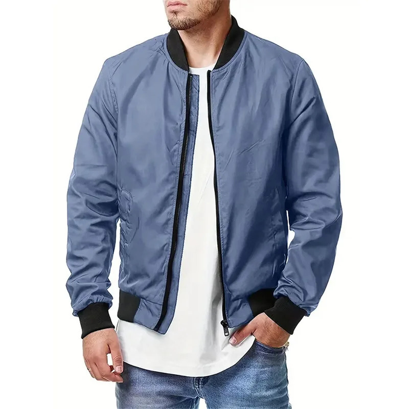 Spring and Autumn Thin Mens Pilot Jacket Retro Casual Stand up Collar Zipper Jacket Outdoor Sports Loose Baseball Jacket 250219