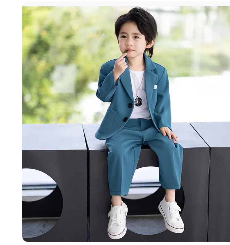 Children Party Host Jacket Pants Pography Suit Flower Boys Formal Speech Ceremony Costume Kids Birthday Wedding Dance Dress 250219