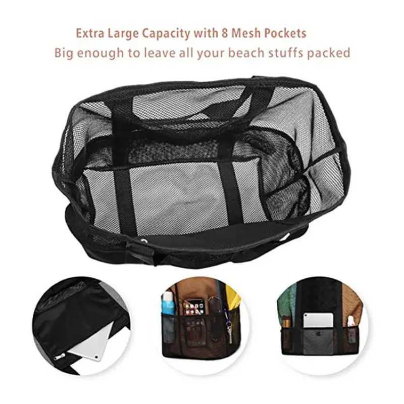 8 Pockets Summer Large Beach Bag For Towels Mesh Durable Travel Handbag Toys Organizer Waterproof Underwear Swimming Storage Bag Z250219