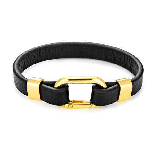 Charm Bracelets Oval spring buckle mens leather bracelet sports style H25220