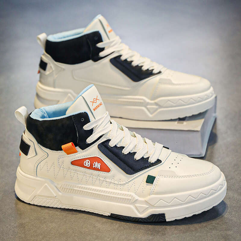 Men's Fashion High Top Running S hoes - Du rable PU&PVC Sole, Comfortable Fabric Lining, Training and Fitness St r