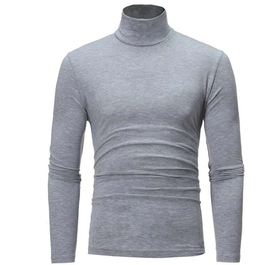Men's Basic Covered Cut Roll-Neck Sweater, Thin Bottom Uniform T-Shirt, High-Neck Sweater, Men's Fashion, Autumn, Spring