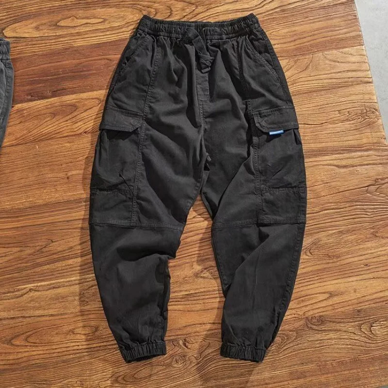 Mens Clothing Trend American Vintage Streetwear Baggy Cargo Harem Pants Y2K Casual Solid Loose Pockets Trousers Mens Pants 250220