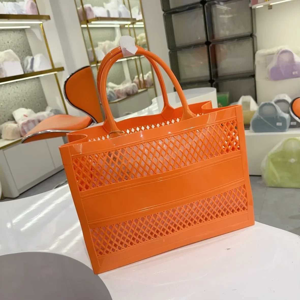 Large Capacity Woven Handbags for Women Hollow Tote Bag Luxury Designer Shopping Bag PVC Grocery Basket Womens Beach Bag Z250219