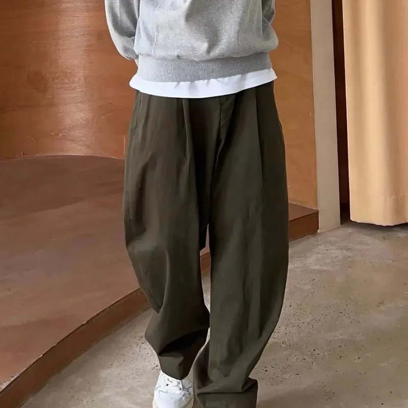 Tailoring Summer Baggy Cool Wide Ice Silk Business Thin Loose Cooling Straight Mens Casual Pants Office Trend Y2k Male Trousers 250218