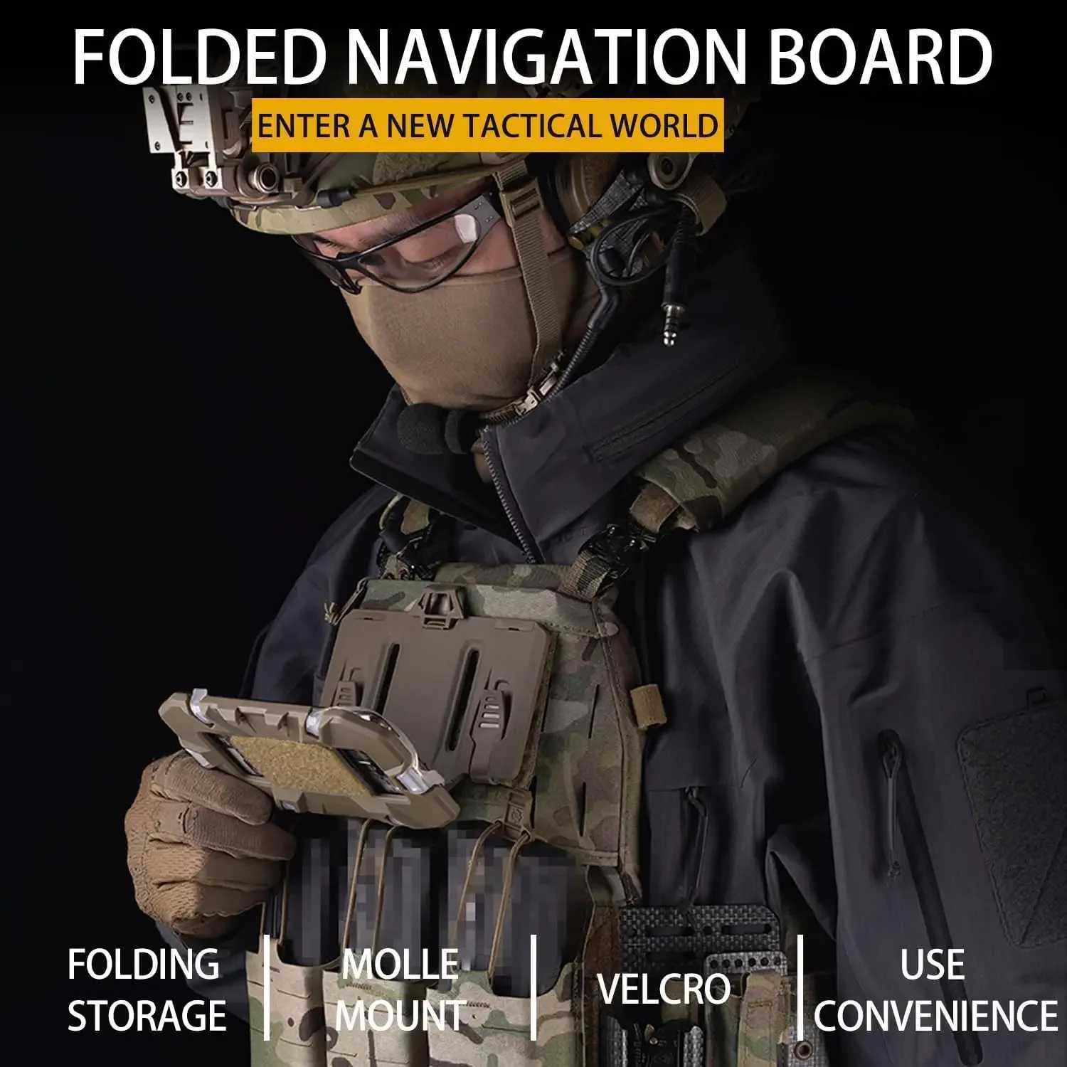 Tactical MOLLE Folding Navigation Board Vest Bag CS Airsoft Map Case Admin Panel Mobile Phone Holder for Screen Size 4.7-6.7inXJ250219