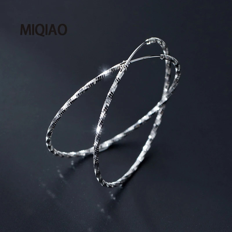 MIQIAO 925 sterling silver round earrings fashion jewelry womens large ring womens round summer accessories simple 250219