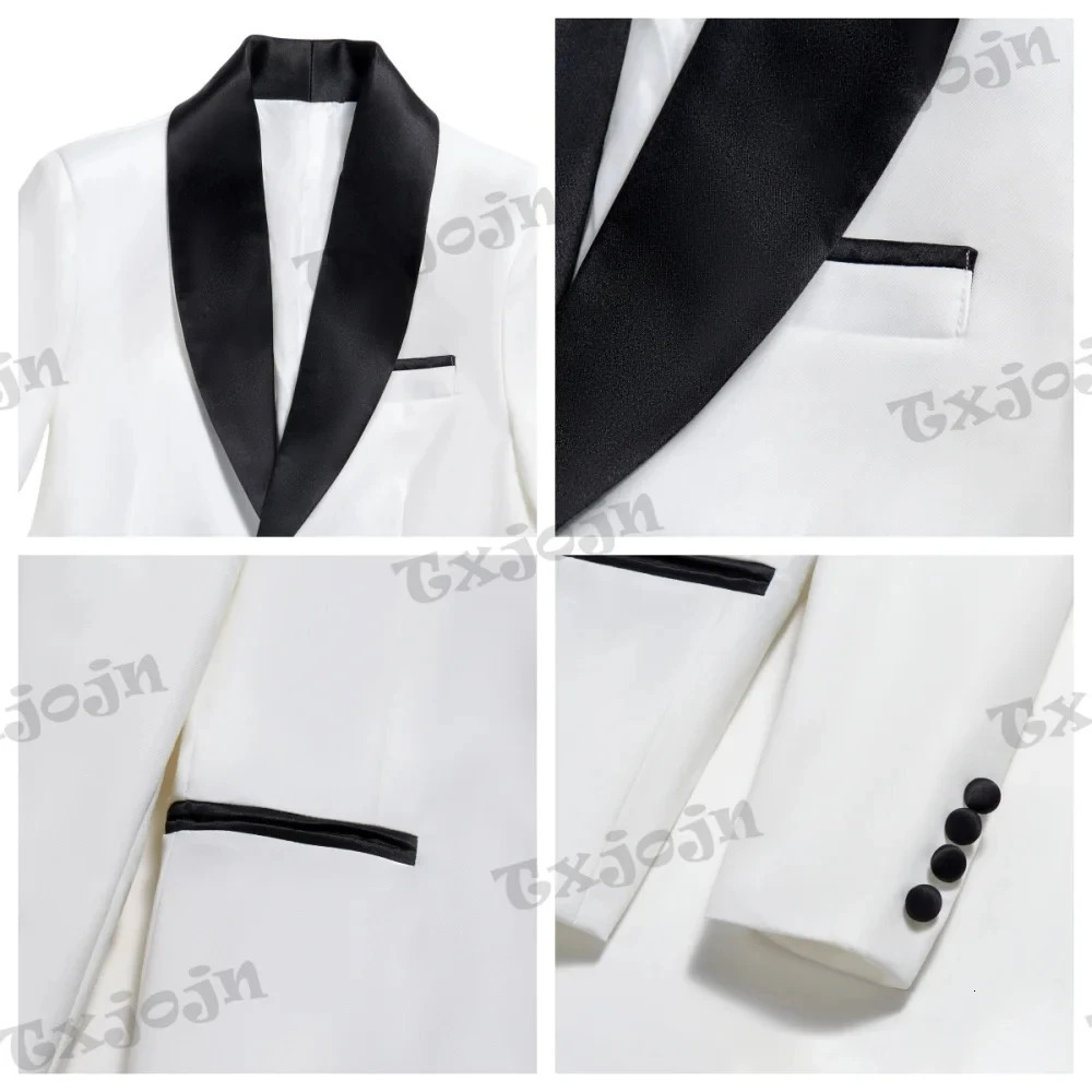 Formal Boys Slim Fit Suit For Piano Performance Contest Classic White 4 Pieces Blazer Vest Pants Bow Tie Wedding Birthday Party 250219