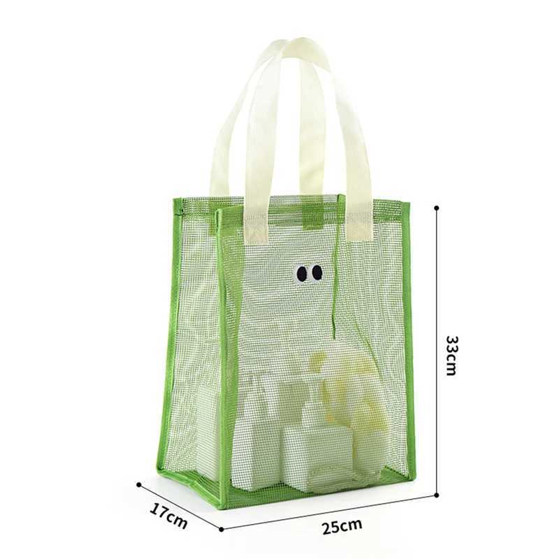 Women Summer Beach Bag Lovely Eye Print Ladies Casual Handbag Tote Bag Large Capacity Mesh Fabric Reusable Swimming Shoulder Bag Z250219