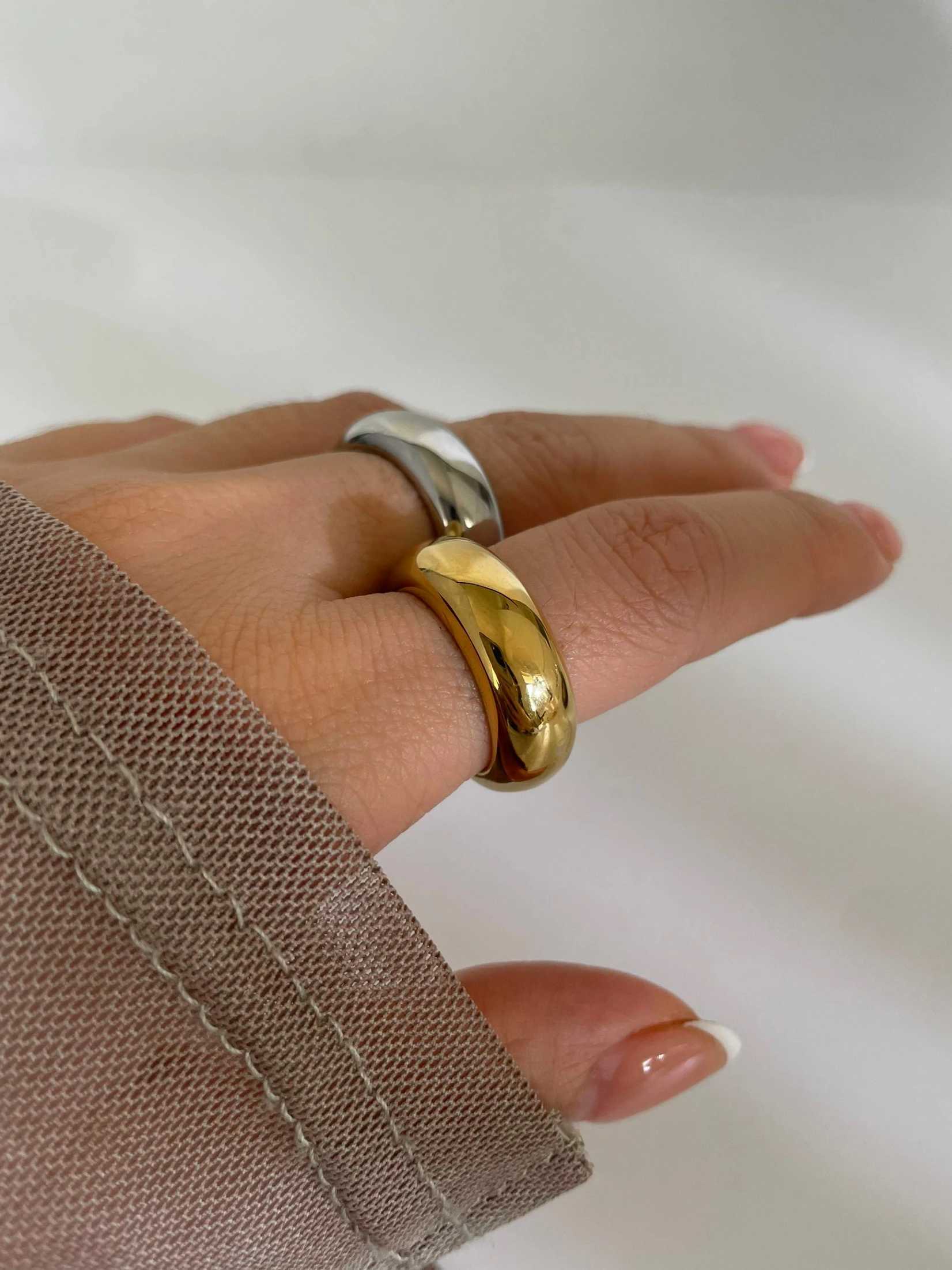 Perisbox Minimalist Smooth Gold Silver Plated Wide Rings for Wen Men Stainless Steel Anti-Tarnish Stackable Fashion Jewelry X250220