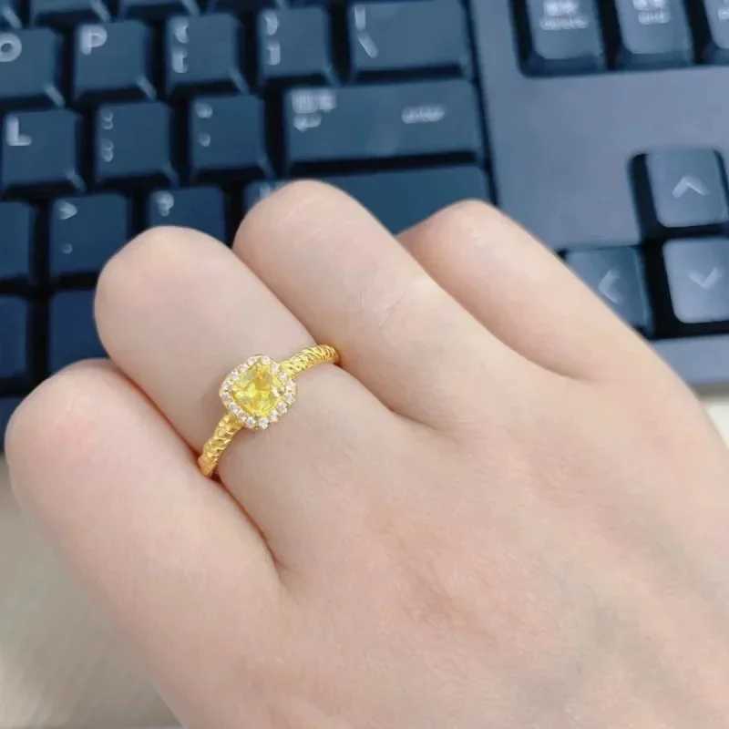 Real 18K Gold Ring Au750 Natural Citrine Zircon Sugar Ring for Wan Luxury Wedding Eternity Fine Jewelry X250220