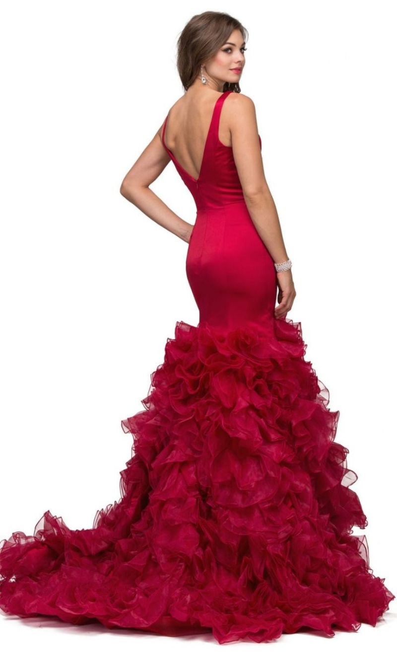 Ruffles Black Mermaid Evening Dresses Tiered Straps V-Neck Reception Gowns Slim Fitted Long Formal Dress For Women 2025 Elegant Prom Trumpet Dress