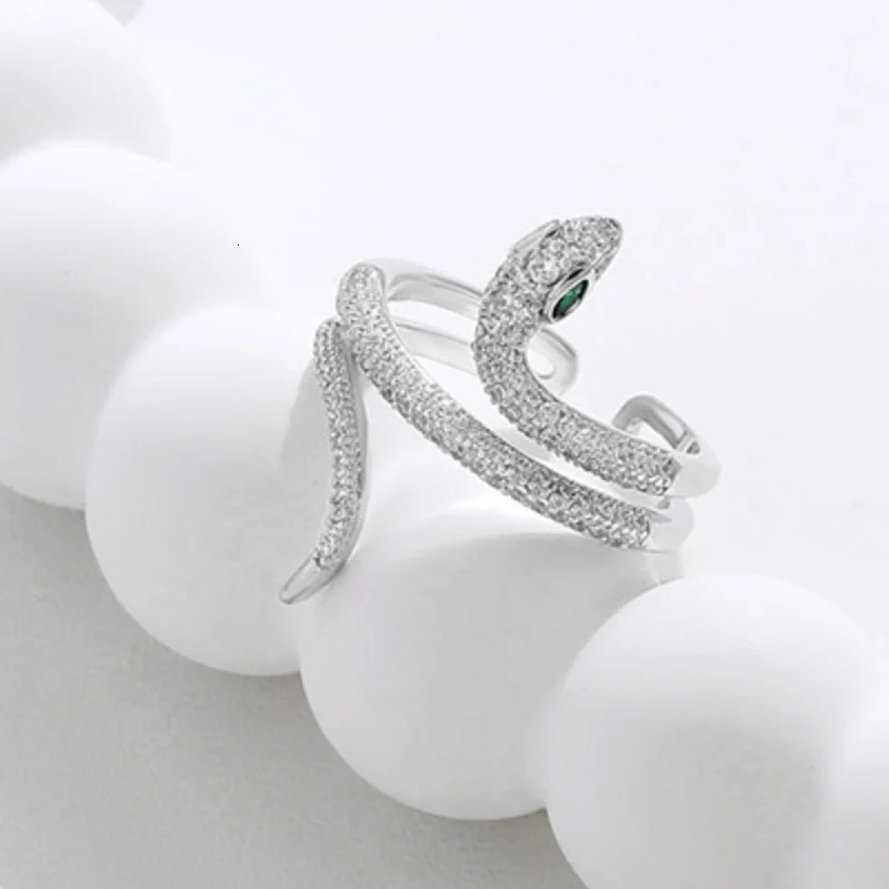 Snake Year Style Rhinestones Snake Adjustable Ring for Women Finger Rings Fashion Gift Jewelry 250220