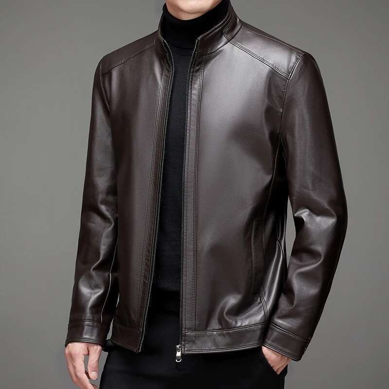 Autumn And Winter New High Quality Fashion Lapel Motorcycle Slim Stylish Men's Leather Coat M-7Xl