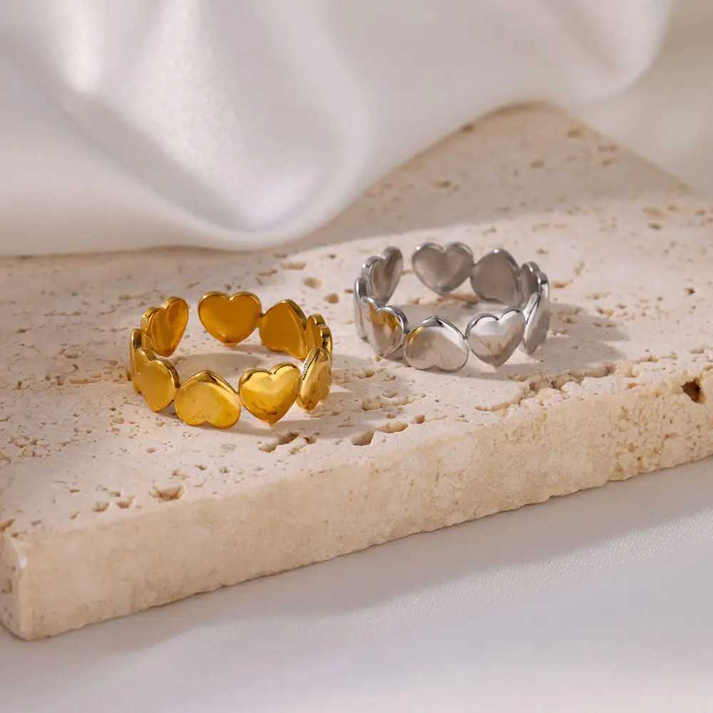 Rings For Wen Gold Color Stainless Steel Opening Ring Wedding Aesthetic Accessories Party Jewelry Gift BFF rings X250220
