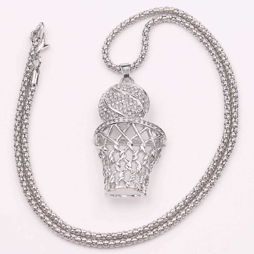 New Tren Bohemian Crystal Inlaid Necklace Basketball Box Frame Pendant For Men Sliding NecklaceXJ250219