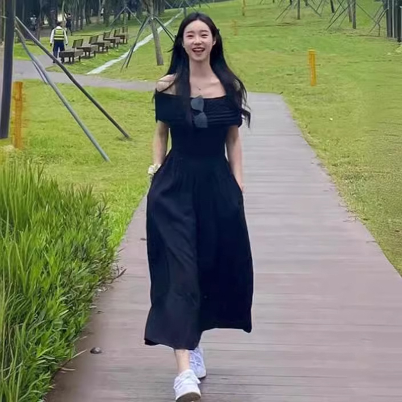 ZI110835 White one-shoulder dress for women high-end summer 2025 new style temperament waist long skirt sexy hot girl skirt