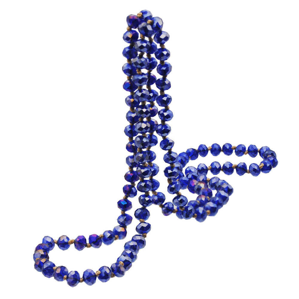 Pendant Necklaces Simple long Bohemian Necklace womens color 8mm Crystal Bead hand knotted sweater chain pendant H25219