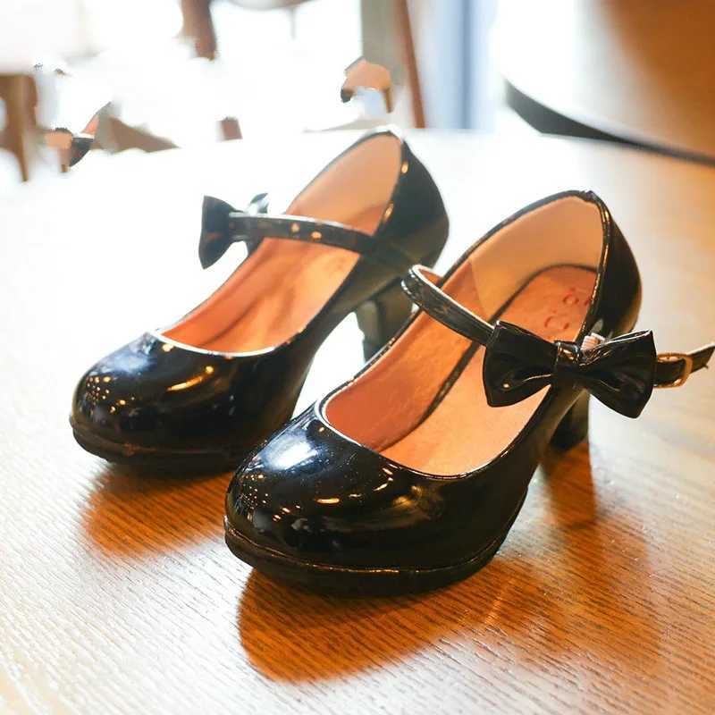 2024 New Girls Leather Shoes Autumn Bowtie Sandals 2019 New Children Shoes High Heels Princess Sweet Sandals For Girls X250220