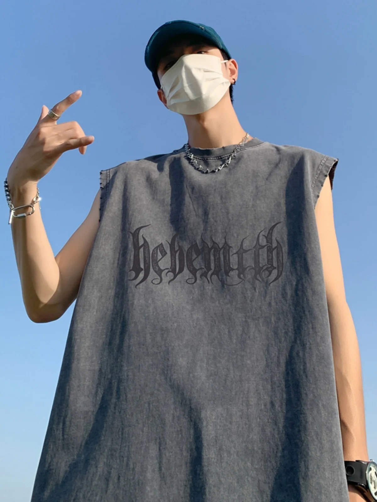 American Style Vintage Tank Top Vest For Men Spring And Summer Trend High Street Ruffian Handsome Versatile Loose 250219