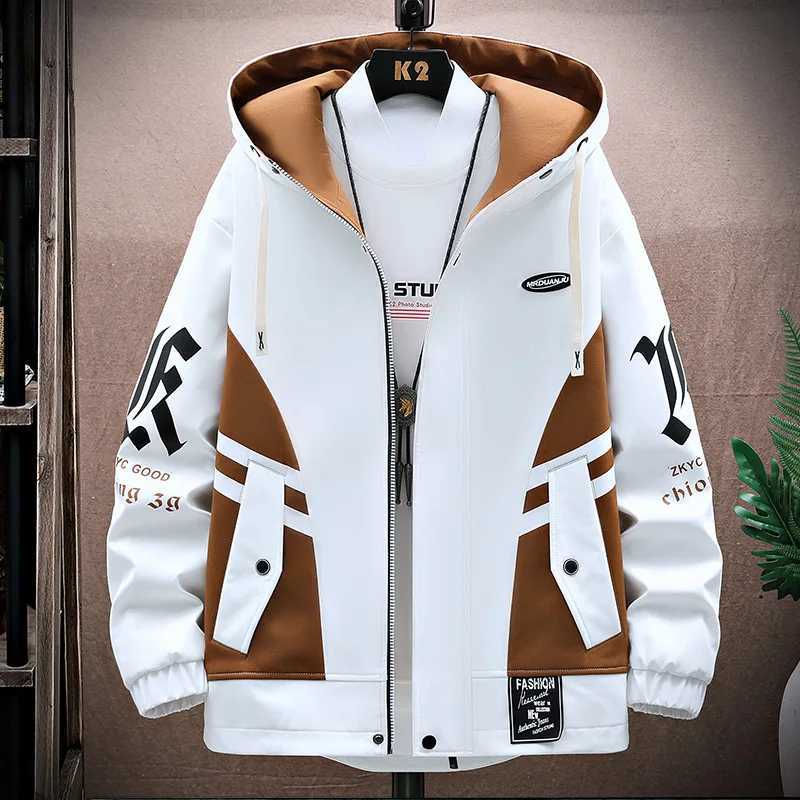 2024 New Autumn Hooded Jacket Men Breathable Outwear Male Patchwork Color Streetwear Comfortable Casual Clothing Plus Size 4XL W2502119