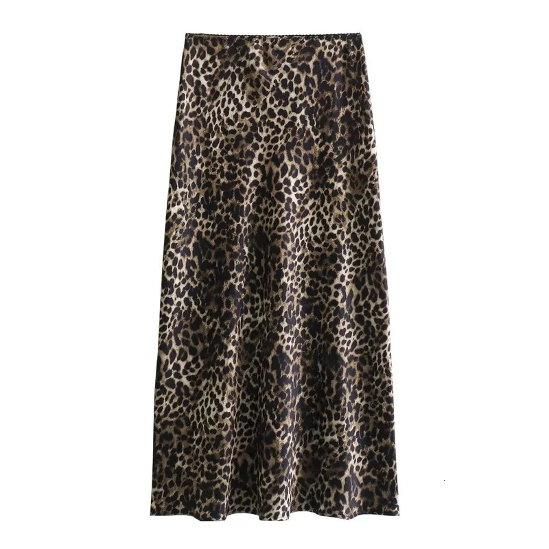 ASDS womens skirts leopard midi skirt woman vintage high waist for women print summer long stylish elegant 250213