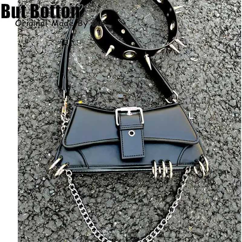 Womens Y2k girl retro Harajuku punk high-end design pointed chain single shoulder handbag womens steampunk handbag cross body bag Y250218