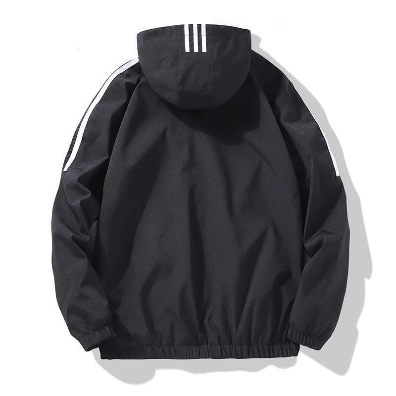 Men's three bar hooded windproof jacket, ultra-thin outdoor sports jacket, bra, autumn and winter, new trend