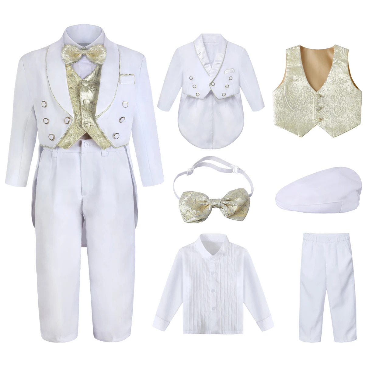 Baptism Outfit for Boys Kids Tuxedo Baby Christening Suit Toddler Wedding Ceremony Blessing Clothes Infant Winter Formal Set 250219