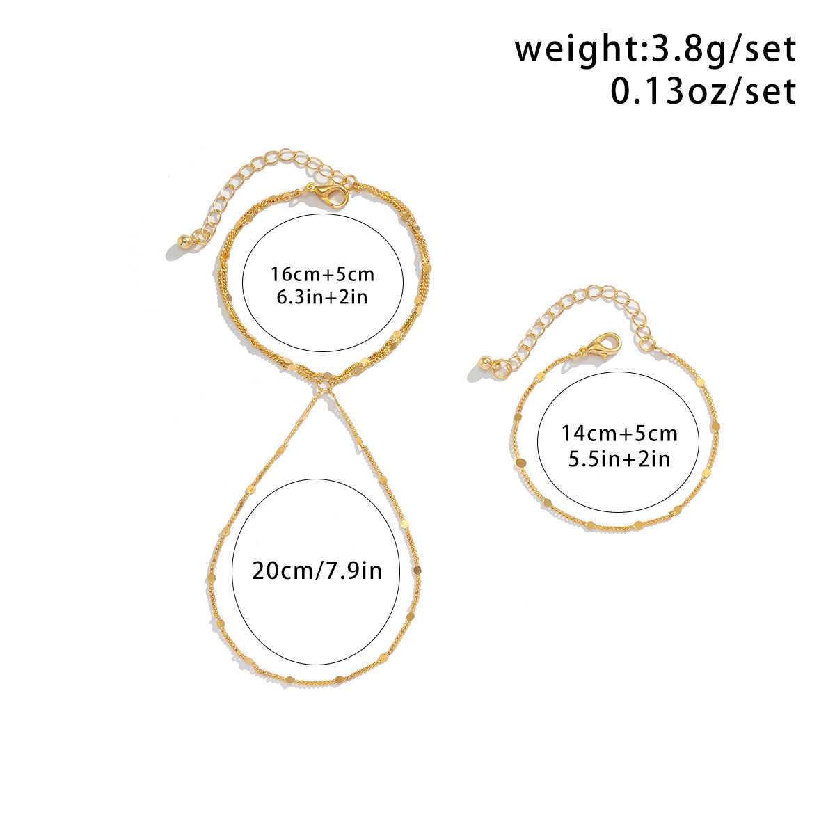 Charm Bracelets Multi layer sequin thin chain finger bracelet set with simple metal and cool style for women H25220 1 JPCX