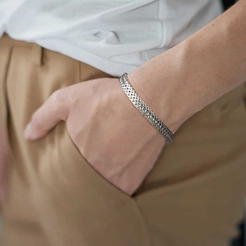 Stylish Stainl Steel Bali tail Chain Bracelet for MenDouble Franco Link Chain BraceletsArmband Male JewelryXJ250219
