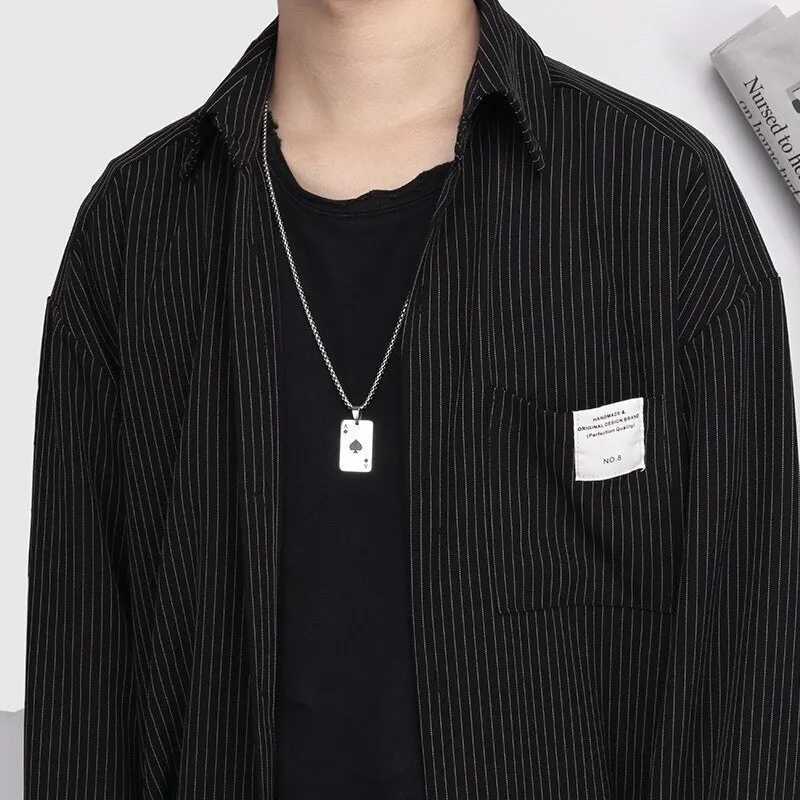 2Piece Set Hip Hop Statement Stainl Steel Card Ace of Spades Necklace For Women Men Pendant Chain Playing Cards JewelryXJ250219