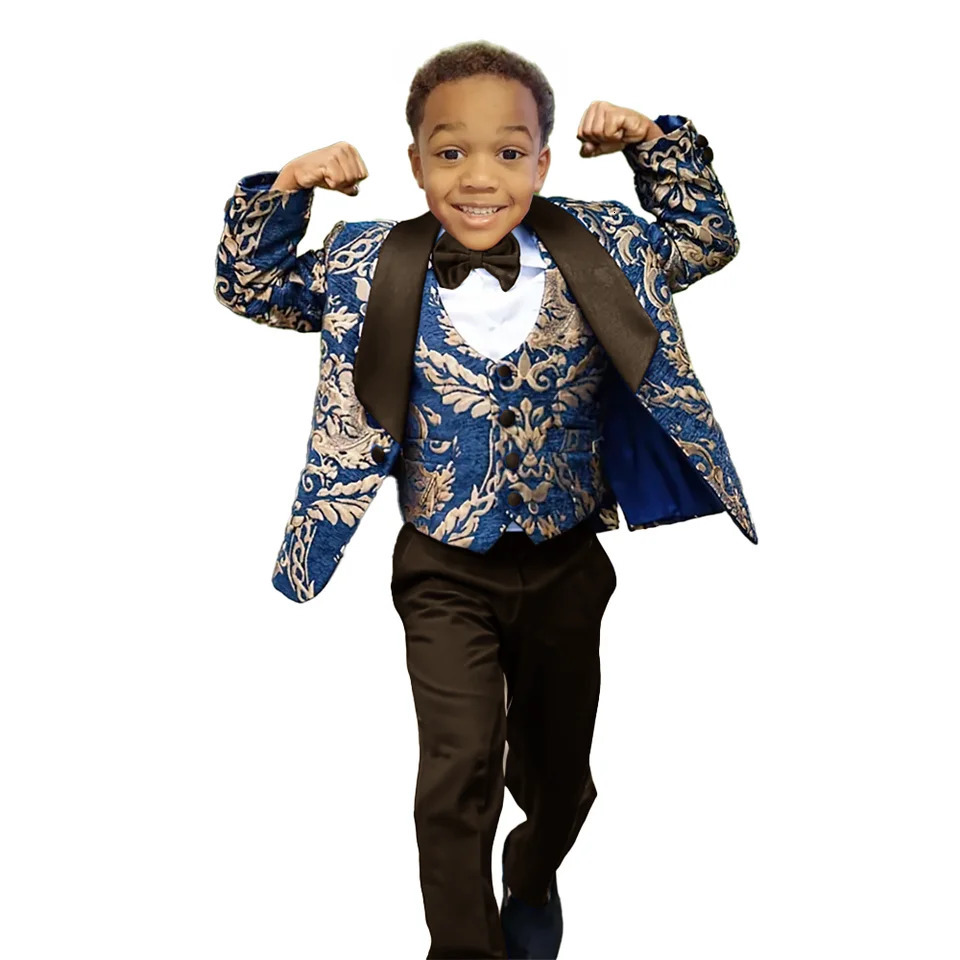 Jinhua Boys Suit 3 Piece Set Jacquard Blazer Wedding Kids Tuxedo Formal Jacket Pants Vest 2-16 Years Old Custom Dress 250219