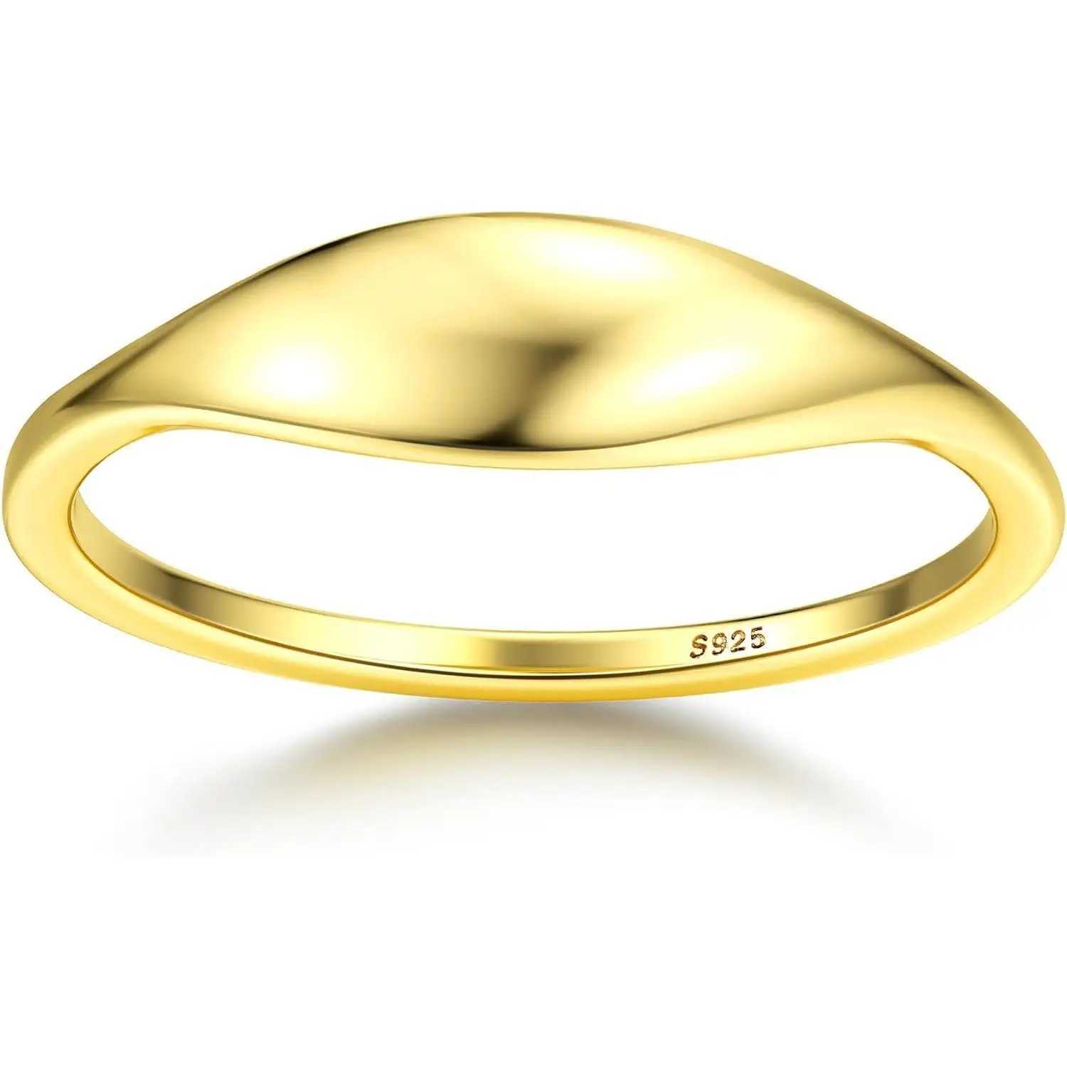 Fansilver 925 Sterling Silver 14K Gold Plated Rings for Wen Non Tarnish Sterling Silver Rings Gold Stacking Band Rings Jewelry X250220