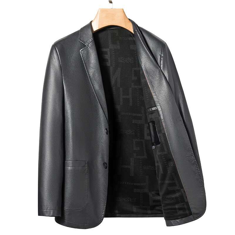 High-Quality Suit Fashion Men's New Handsome Trend All Matching Leather Jacket Slim Fit Autumn And Winter Blazers