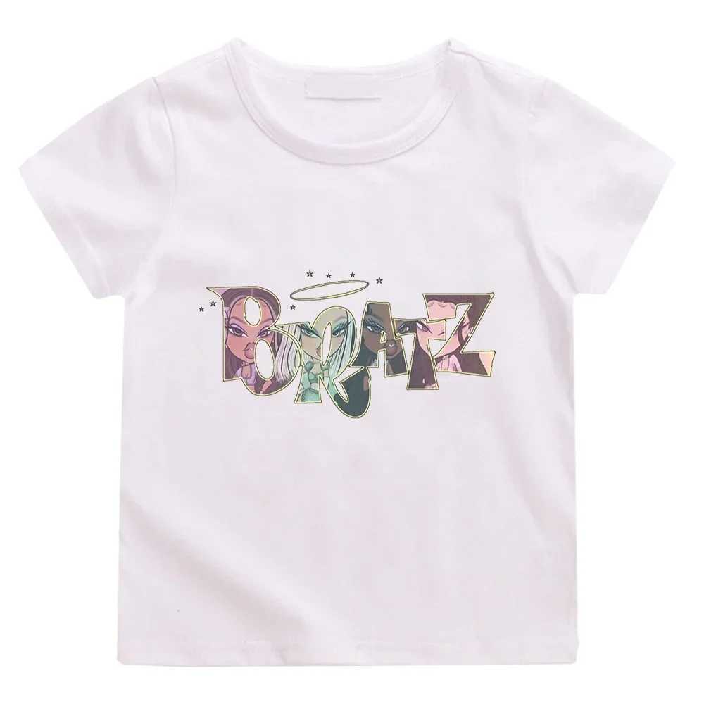 T-shirts Cool Girl Bratz Letter Print T-Shirts for Girls Clothing Harajuku Kawaii Kids Summer Clothes Boys Graphic Tee 100% Cotton Tops H250220