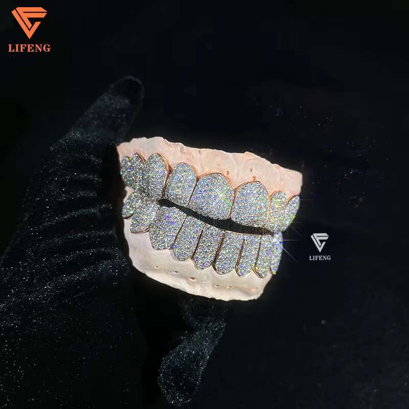 Custom Made Rose Jewelry Vvs Moissanite Dia Tooth 10k 14k Gold Sier Iced Out Grillz for Teeth