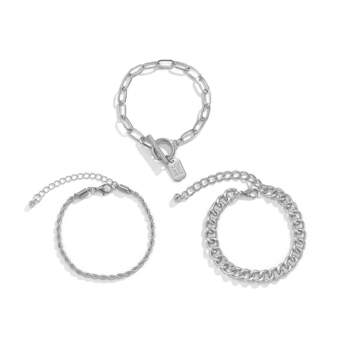 Charm Bracelets Female personalized cross twist chain hollow Bracelet Set punk geometric square player ornament H25220