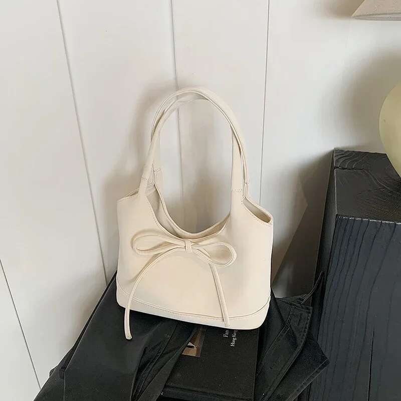 Imitation Suede Bow Shoulder Solid Color Multifunctional Women's Handbag Discount 2025 Exquisite Fashion Designer Handbag