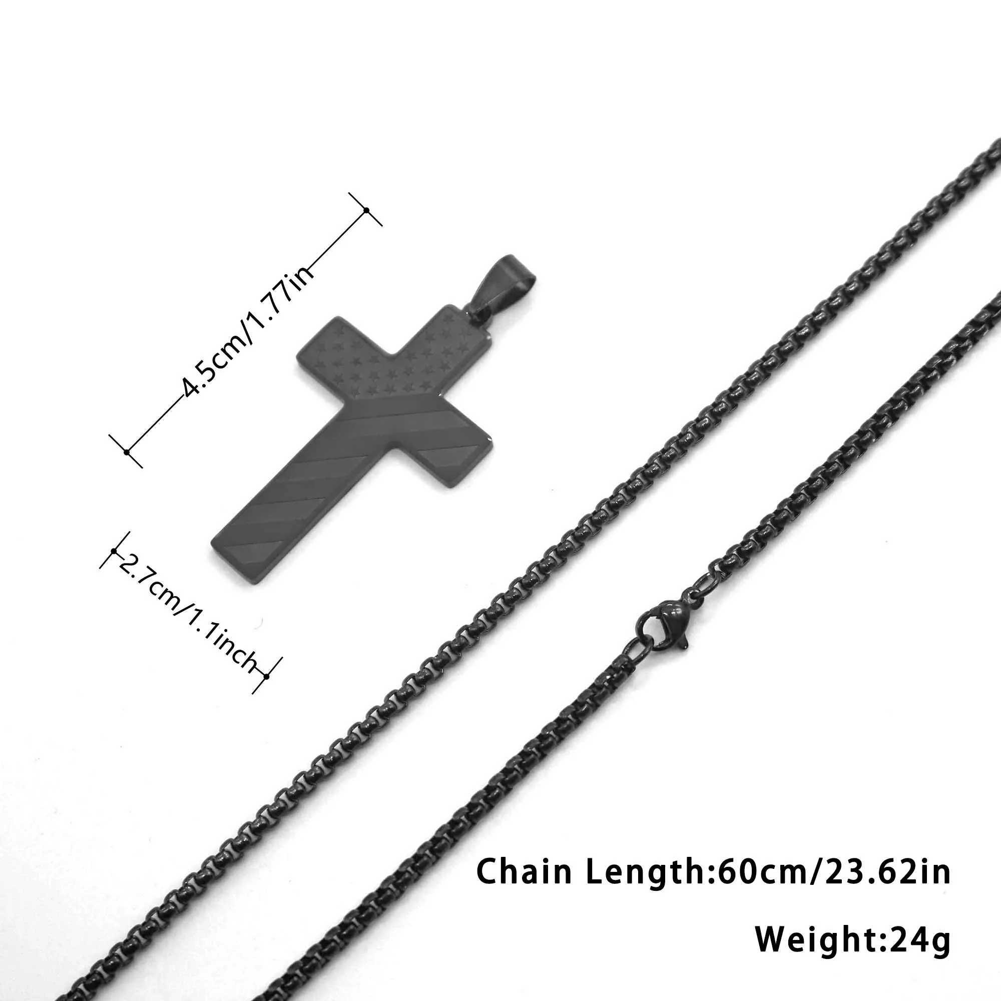 304L Stainl Steel USA Flag Cross Necklace for Men Women Bible Verse Necklace Men Spiritual JewelryXJ250219